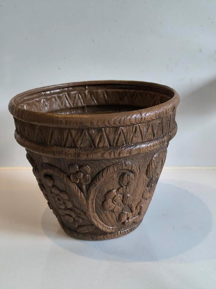Retro bloempot, kunststof, Ophalen of Verzenden