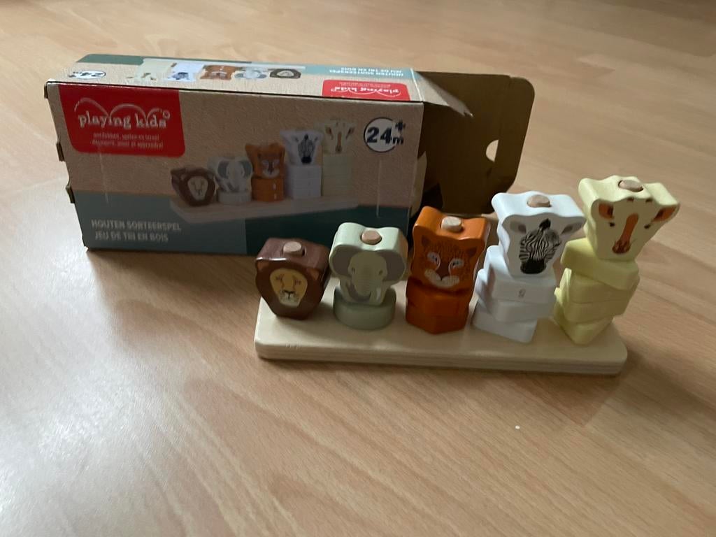 Playing Kids houten sorteerspel (dieren stapelspel), Ophalen, Zo goed als nieuw, Overige typen