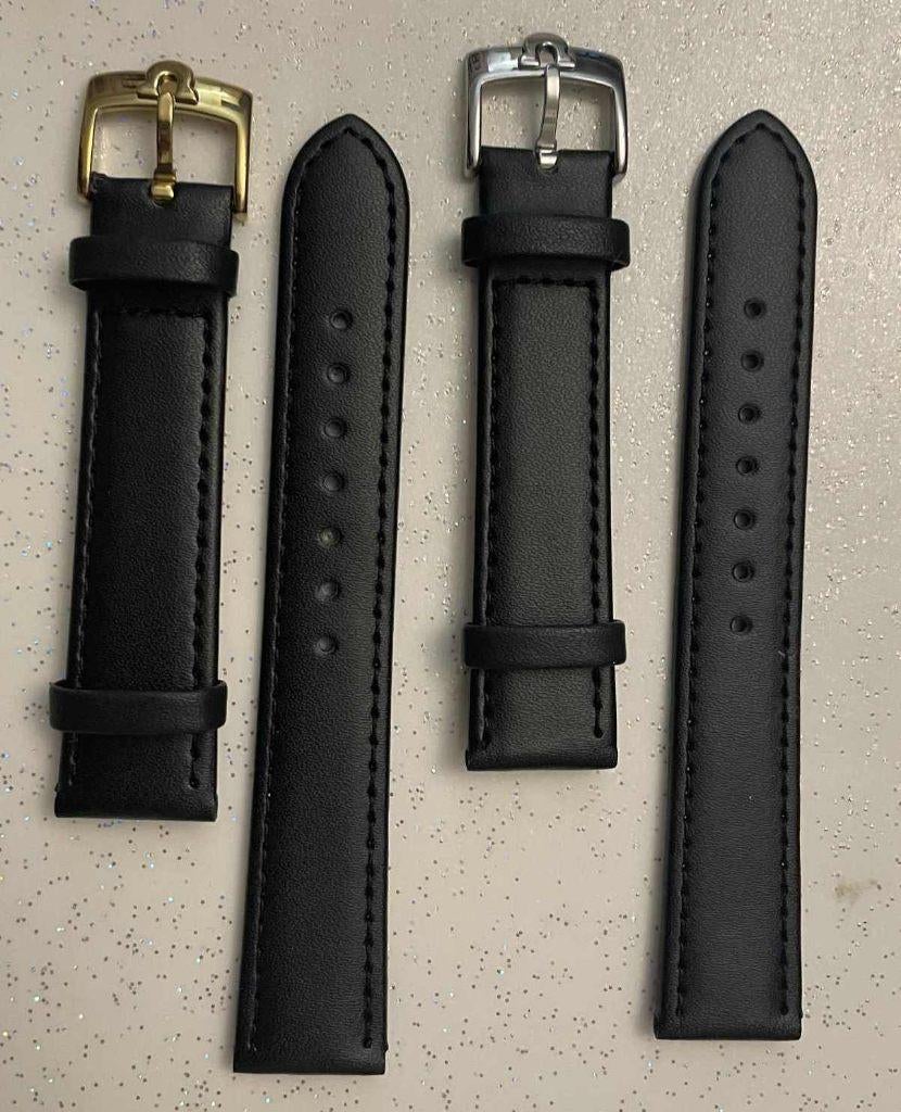Montre OMEGA bracelet noir en cuir neuf avec boucle OMEGA, Cuir, Acier, Enlèvement, Omega