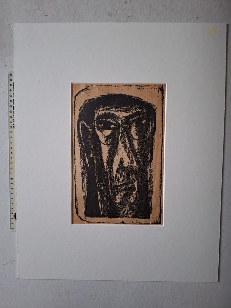 Litho Theo van der Horst "Man met bril", Antiquités & Art, Art | Lithographies & Sérigraphies, Enlèvement ou Envoi