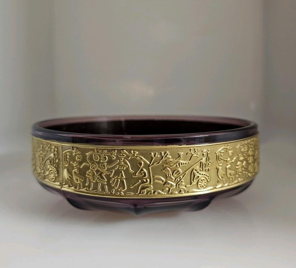 Moser schaal amethist goud, Antiek en Kunst, Antiek | Glaswerk en Kristal, Ophalen of Verzenden
