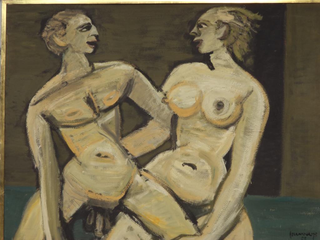 1958 Charles COUNHAYE XXL peinture à l'huile/panneau couple, Antiquités & Art, Enlèvement