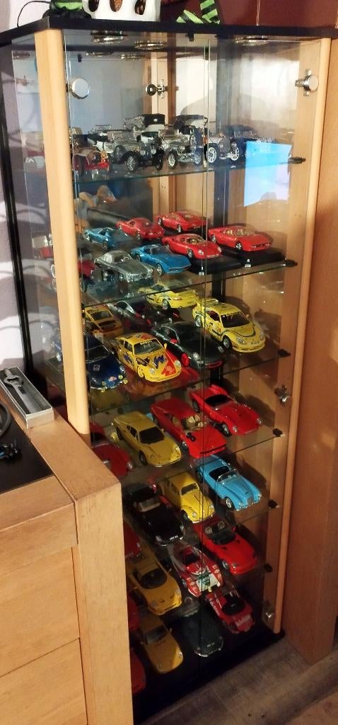 Vitrine avec 6 étagères en verre, 25 à 50 cm, 50 à 100 cm, Verre, Avec tablette(s)