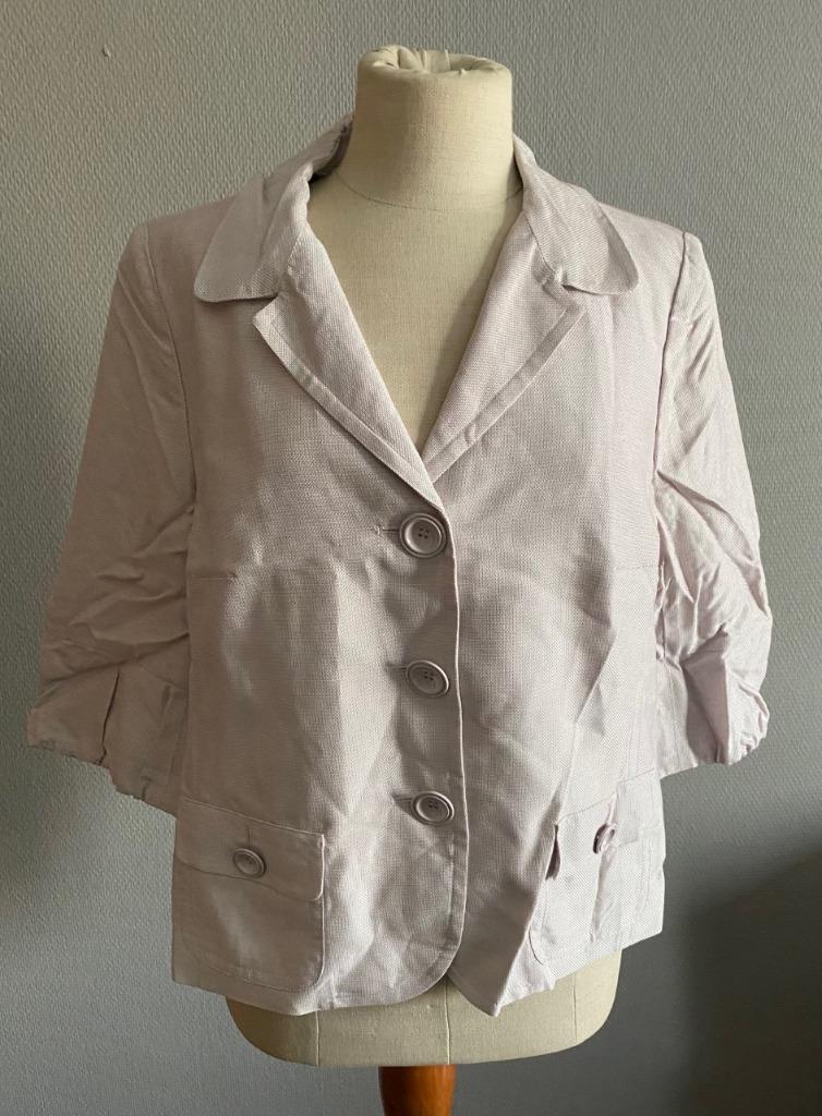 Lichtroze blazer met driekwartsmouw Devernois maat 48, Kleding | Dames, Verzenden, Maat 46/48 (XL) of groter, Zo goed als nieuw