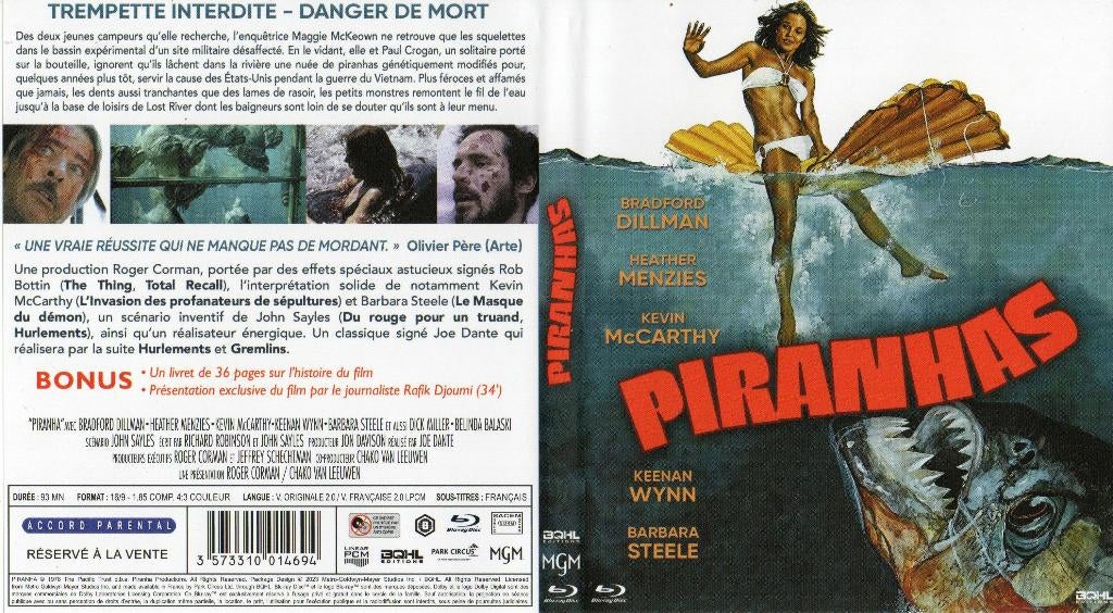 piranha (blu-ray) neuf, Cd's en Dvd's, Ophalen of Verzenden, Zo goed als nieuw, Horror