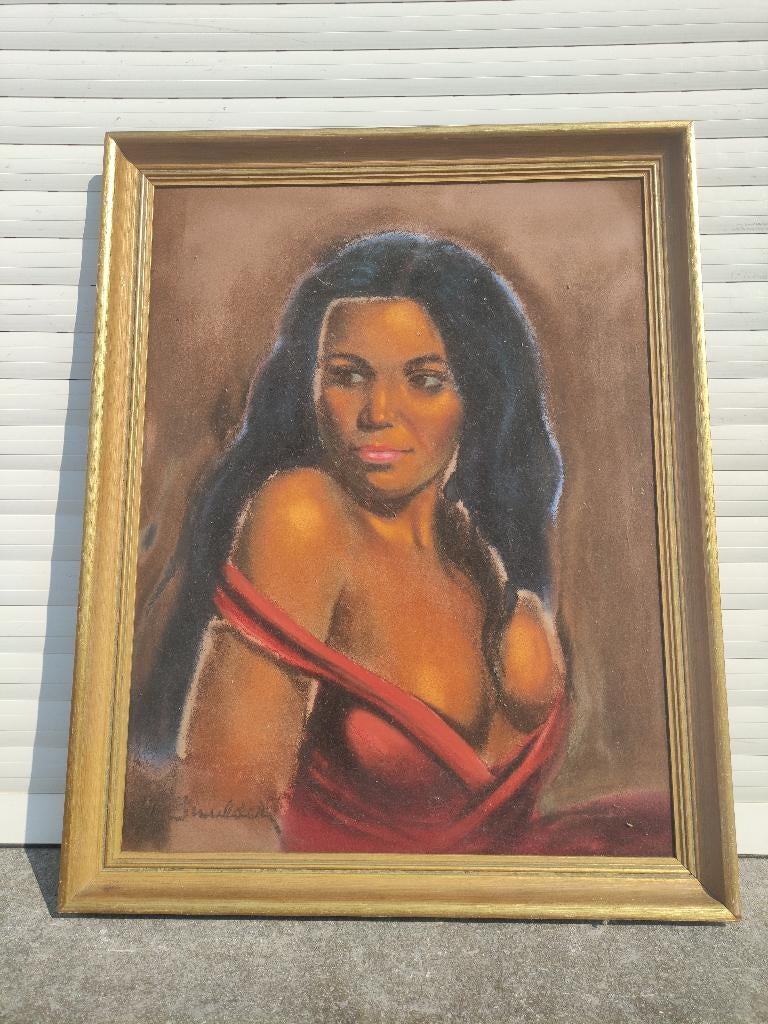 huile sur panneau femme signe jean mulders, Antiek en Kunst, Ophalen of Verzenden