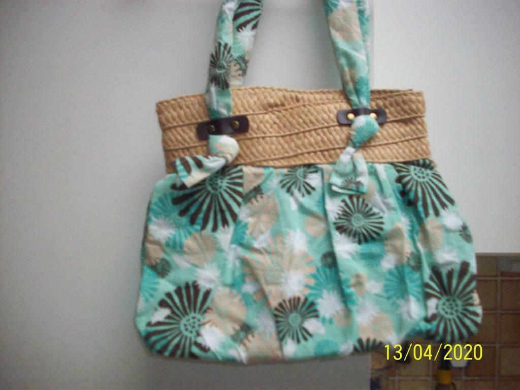Sac tissus turquoise à fleurs neuf, Enlèvement ou Envoi, Neuf, Autres couleurs, Sac à main