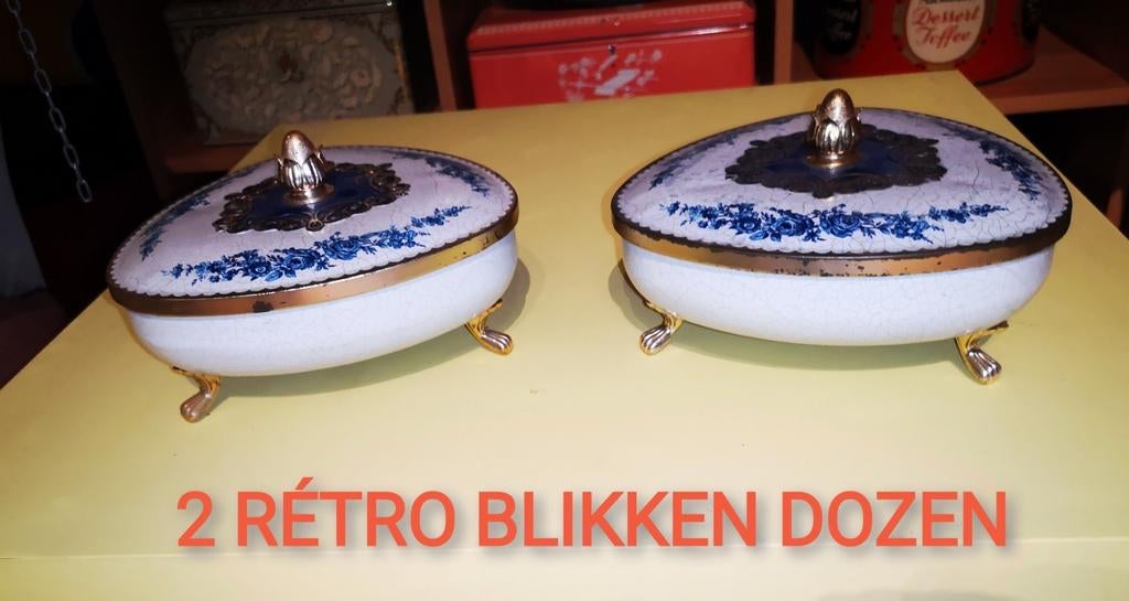 2 BOÎTES EN FER BLANC RÉTRO, Enlèvement ou Envoi
