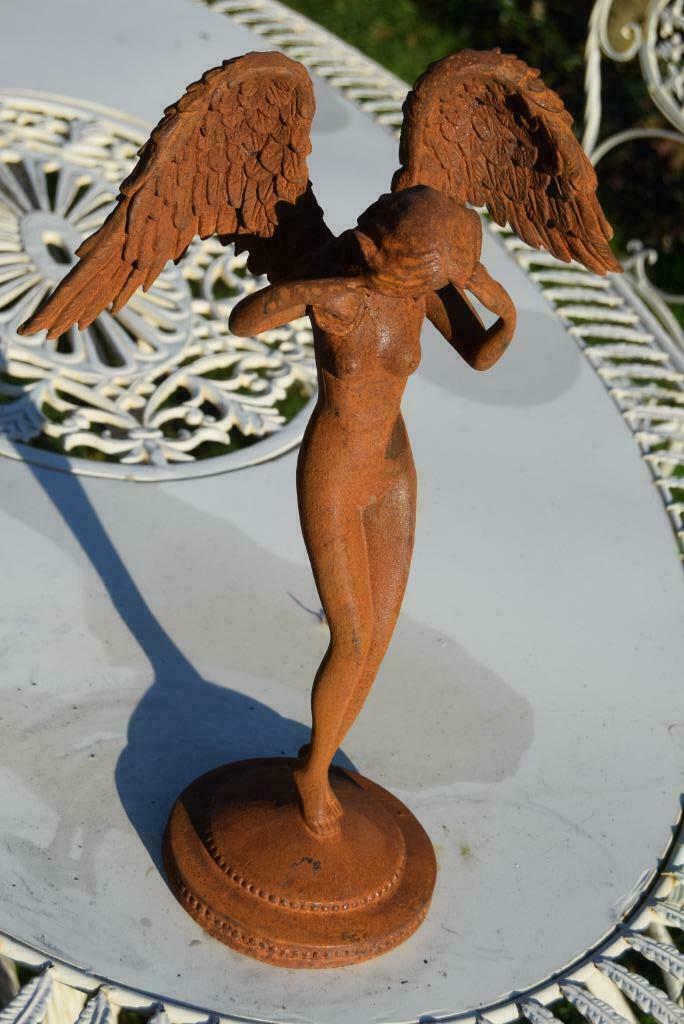 Ange pensif en fonte patinée, Enlèvement ou Envoi, Neuf, Autres matériaux, Ange