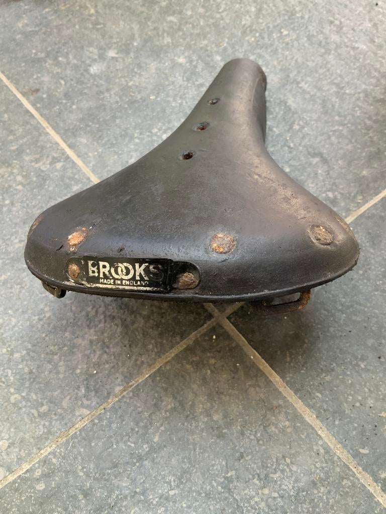Antiek vintage Brooks leren fietszadel, Fietsen en Brommers, Ophalen of Verzenden, Gebruikt