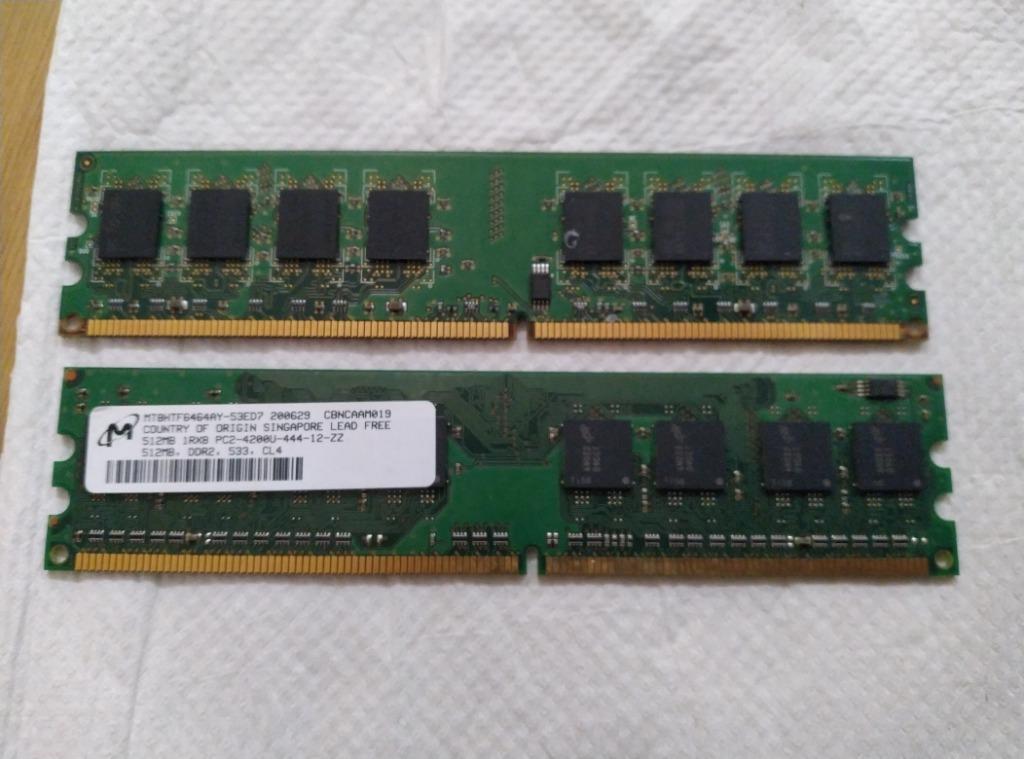 Ram geheugen Micron 512 MB  DDR2, Computers en Software, Ophalen of Verzenden, Gebruikt, DDR2, 1 GB of minder