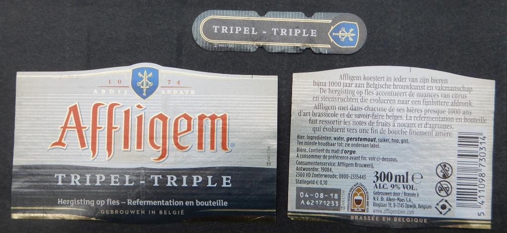 Bieretiket Affligem tripel Brouwerij Alken-Maes (2m6), Ophalen of Verzenden, Gebruikt, Overige typen, Overige merken