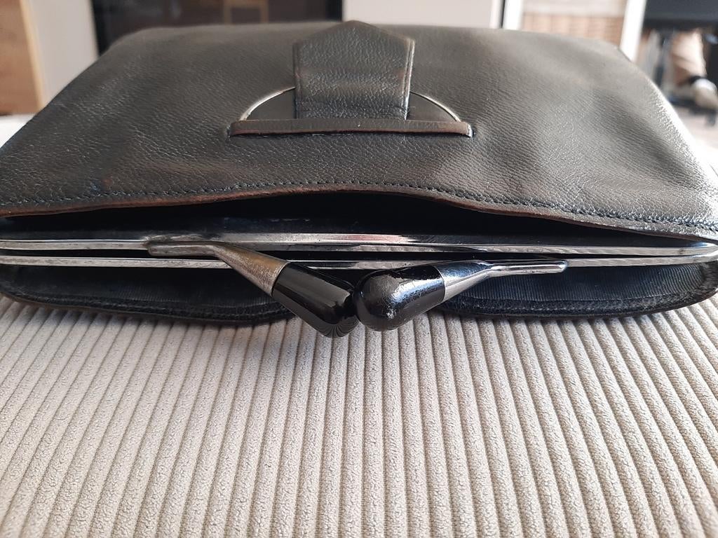 Vintage leren tasje voor dames, Ophalen of Verzenden, Zwart, Leder