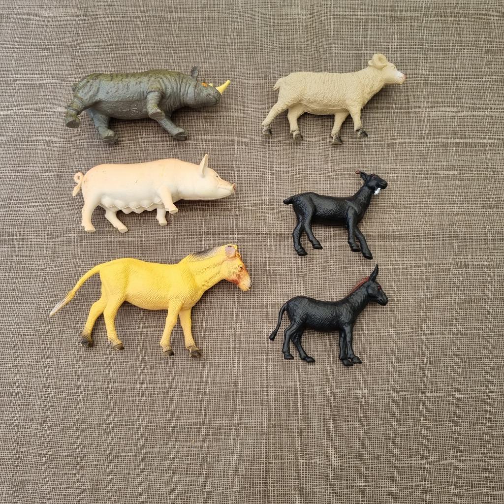 6 plastic / rubberen speelgoed dierenfiguurtjes, Enlèvement ou Envoi, Utilisé