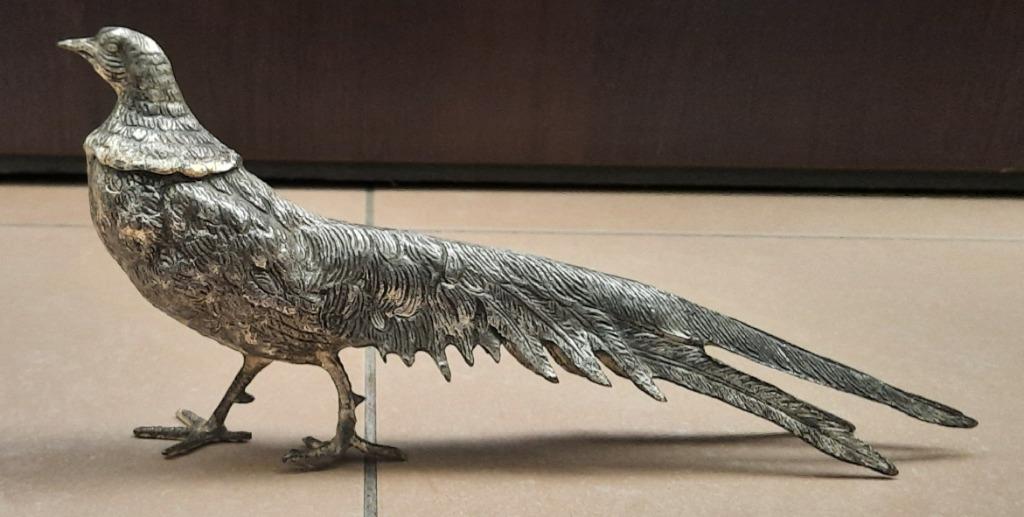fazant zilverkleurig vintage, Antiek en Kunst, Ophalen
