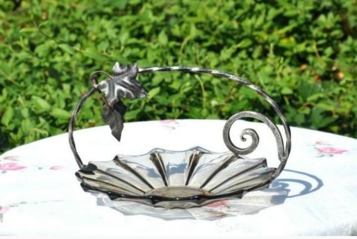 § fruitier art deco verre et fer forge, Antiquités & Art, Enlèvement ou Envoi