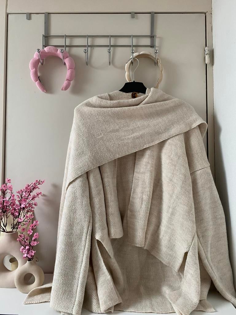 Beige trui met bijbehorende sjaal, Kleding | Dames, Ophalen of Verzenden, Zo goed als nieuw, Maat 38/40 (M), Beige