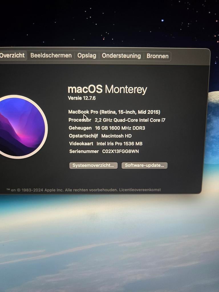 Macbook pro 15 inch 2015 met 16gb ram 500gb opslag., Ophalen, Zo goed als nieuw, 15 inch, MacBook