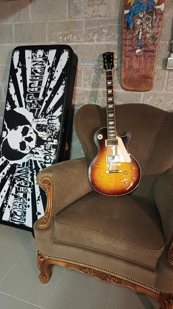 Gibson Les Paul Custom Shop Flame maple top - Tobacco burst., Enlèvement ou Envoi, Solid body, Gibson