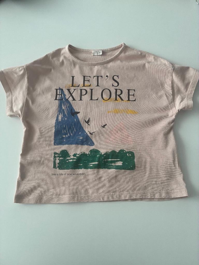 Roze t-shirt maat 128 van Zara, Kinderen en Baby's, Kinderkleding | Maat 128, Meisje, Ophalen of Verzenden, Zo goed als nieuw