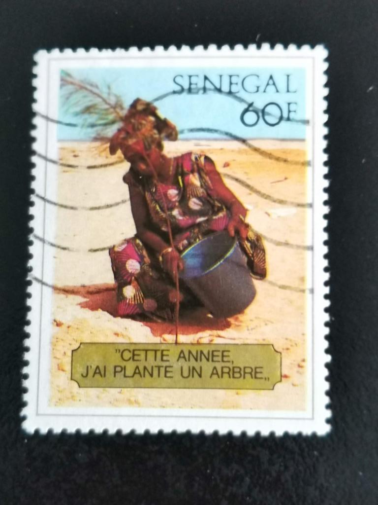 Senegal 1980 - herbebossing - vrouw die boom plant, Ophalen of Verzenden, Overige landen, Gestempeld