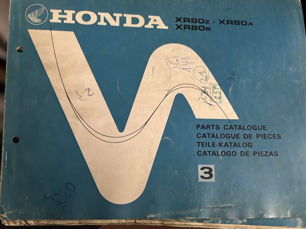 Partslist Honda XR80, onderdelenboek, Ophalen of Verzenden