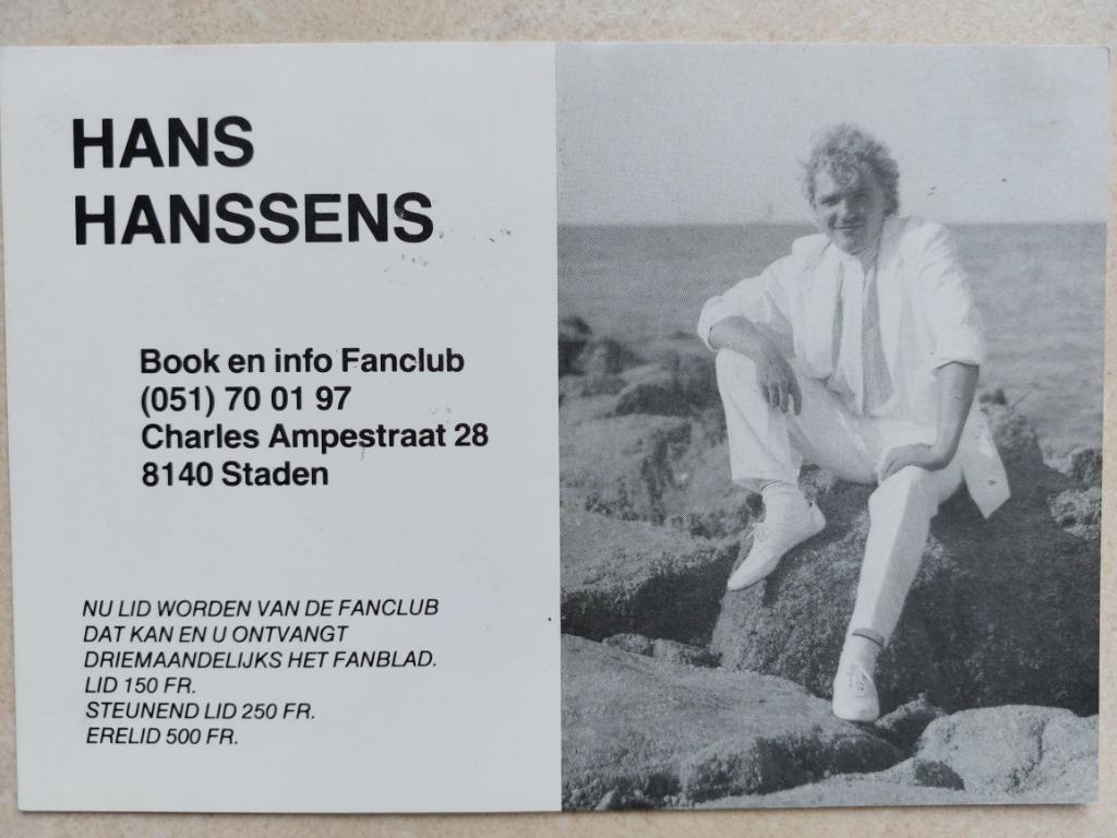 zakkalendertje 1989 met foto van zanger Hans Hanssens, Verzenden, Foto