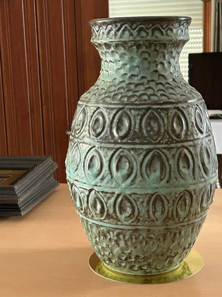 Vintage lava groene deco vaas, Antiek en Kunst, Ophalen of Verzenden