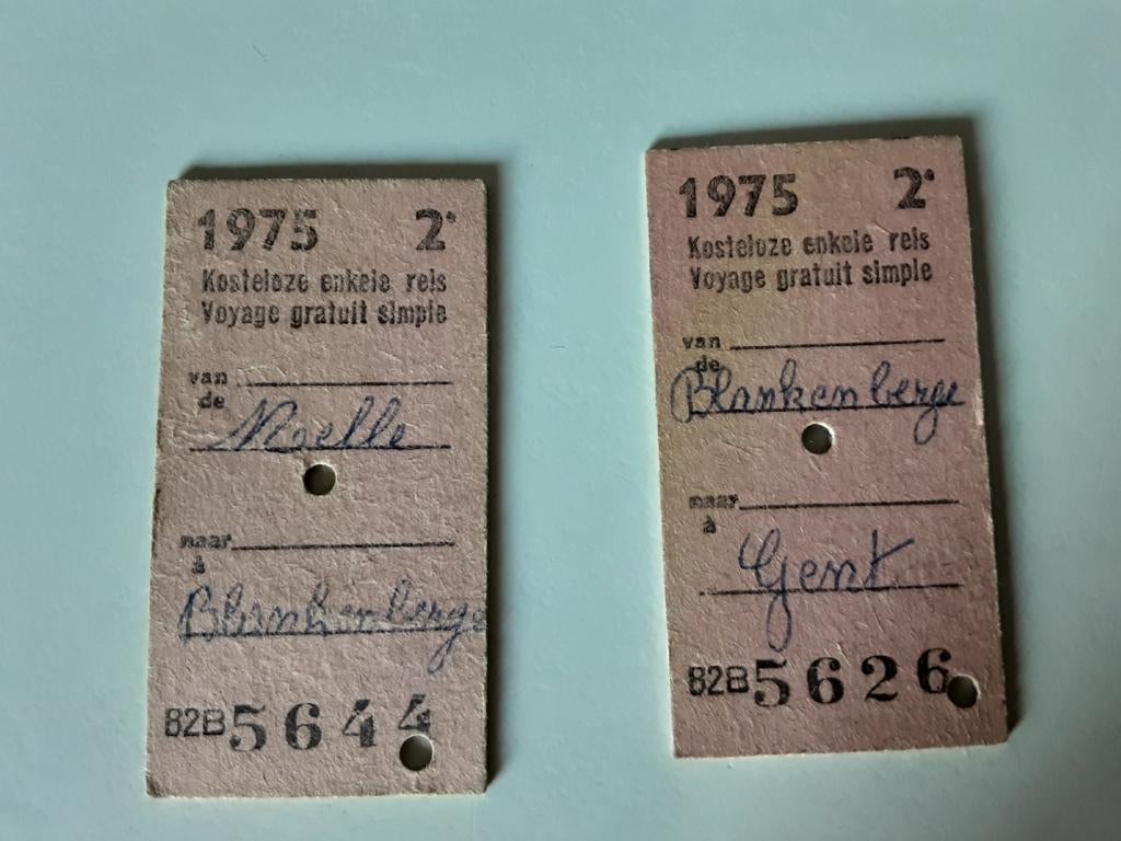 2 kaartjes 1975 blankenberge melle, Ophalen of Verzenden, Zo goed als nieuw