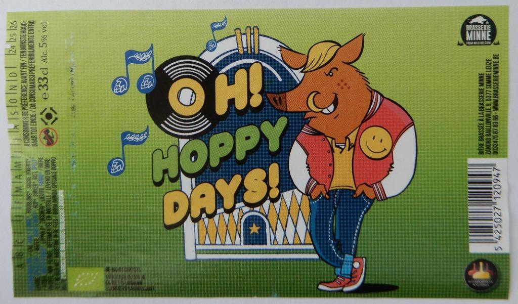 Étiquette de bière H! Brasserie Hoppy Days Minne (7v8), Enlèvement ou Envoi, Utilisé