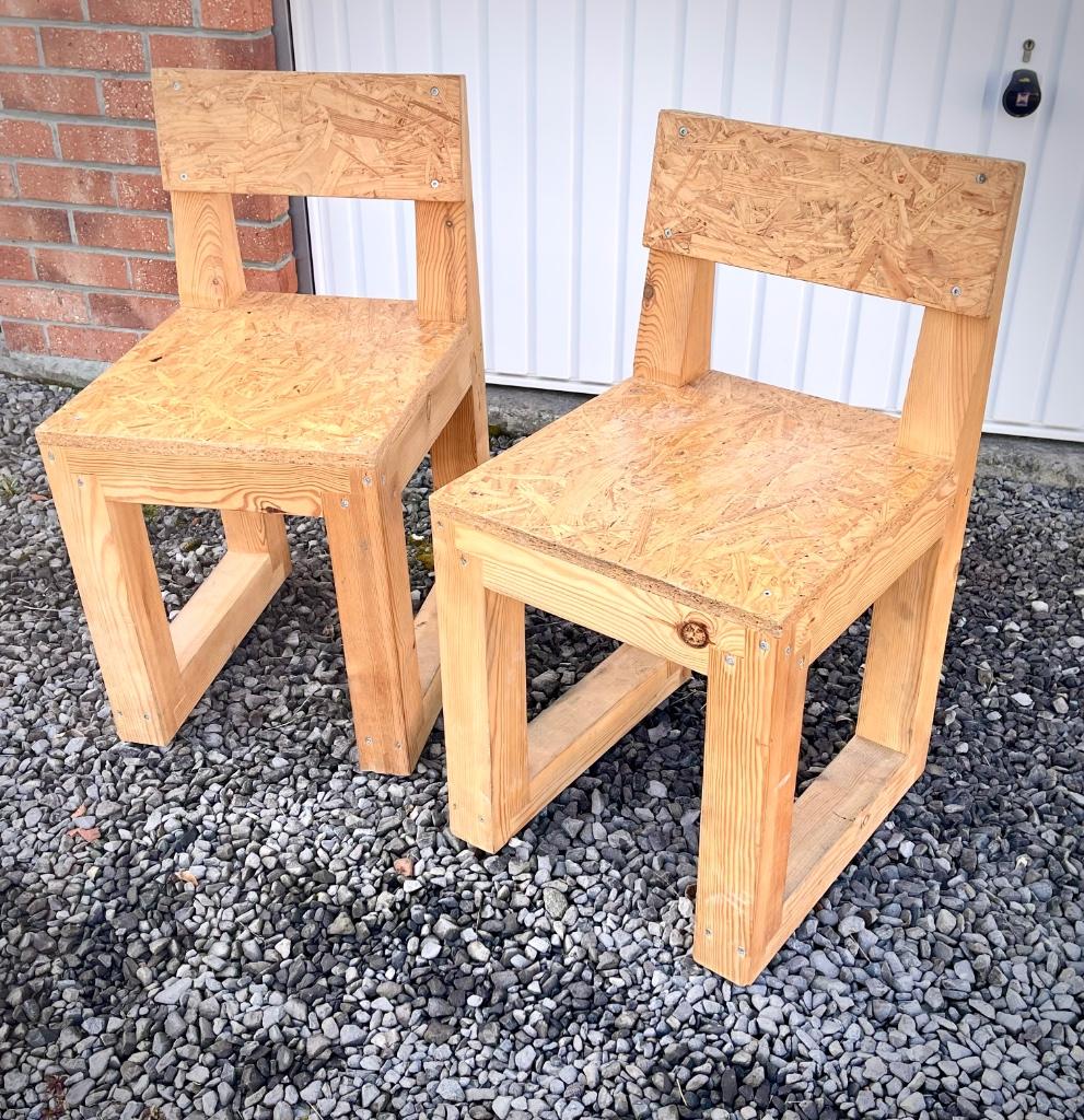 4 Chaises en bois cubiques, Maison & Meubles, Autres couleurs, Bois, moderne, minimaliste, artisanale, Comme neuf, Enlèvement