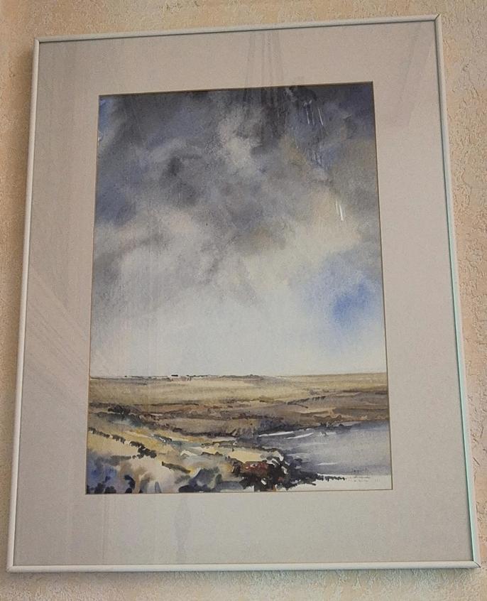 Aquarelle de couleurs , paysage bord de mer, Ophalen of Verzenden