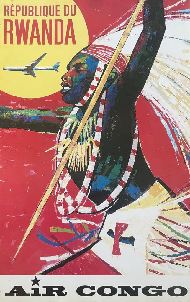 Affiche d'Air Congo Sabena Rwanda, Antiquités & Art, Enlèvement ou Envoi