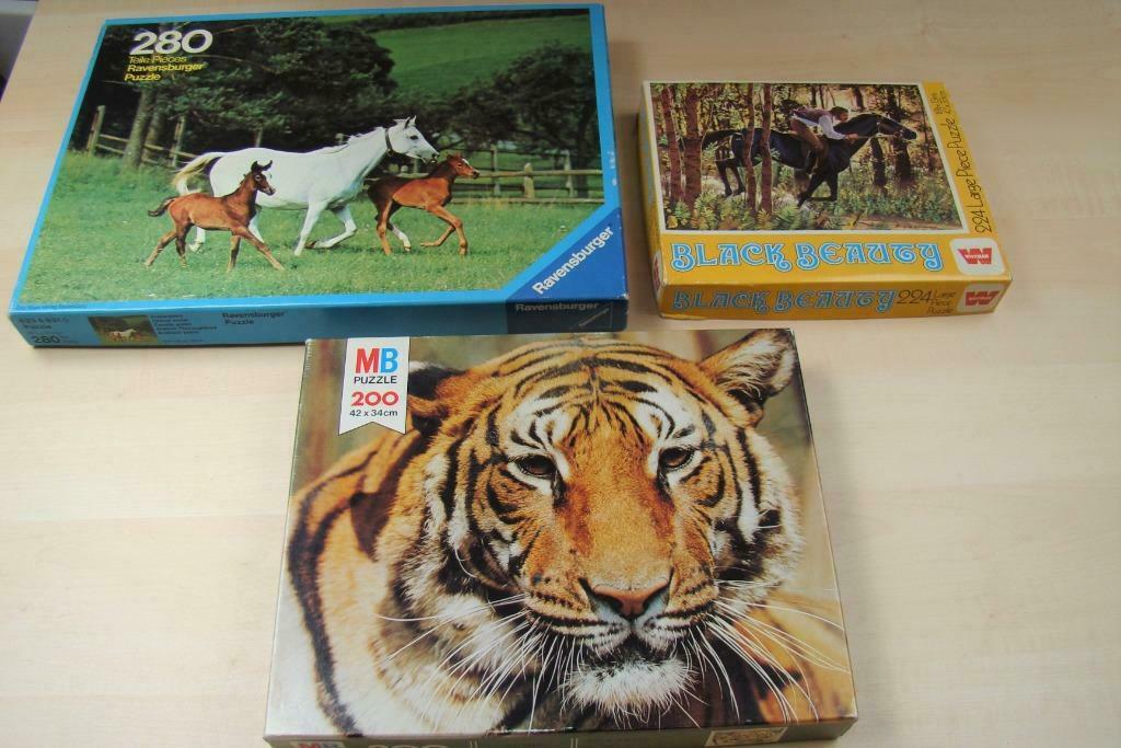 PAKKET 3 puzzels 200 +226 +280st - paarden / tijger, Enlèvement ou Envoi, Plus de 50 pièces