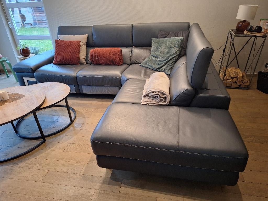 salon angle cuir, Maison & Meubles, Canapés | Coins salons complets, Enlèvement, Utilisé, Cuir, Contemporain