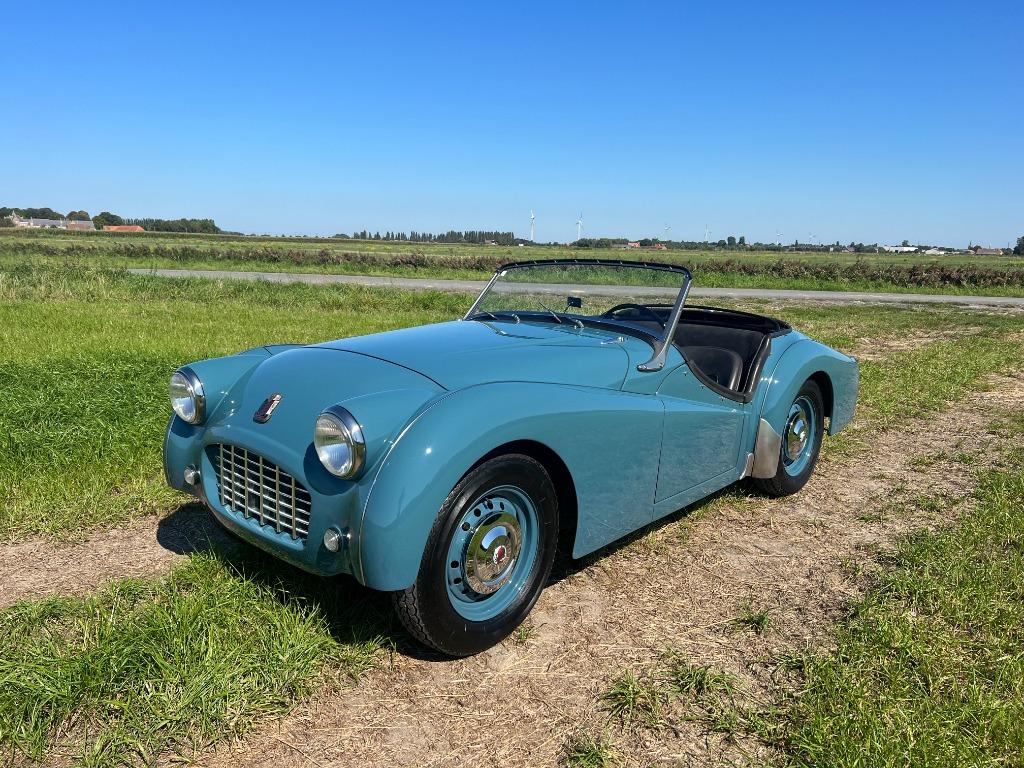 Triumph TR3 1957, Auto's, Oldtimers, Zwart, Blauw, Triumph, Bedrijf