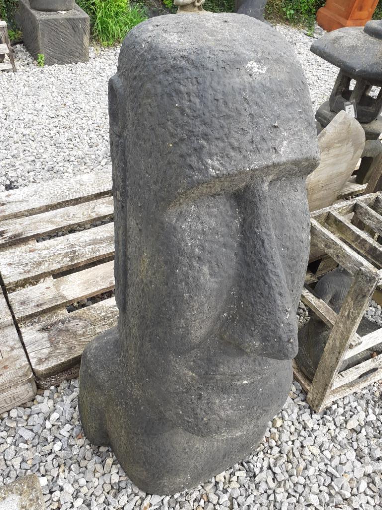 Buste moaï en pierre patinée (hauteur 1mètre), Jardin & Terrasse, Enlèvement, Neuf, Autres matériaux, Autres types