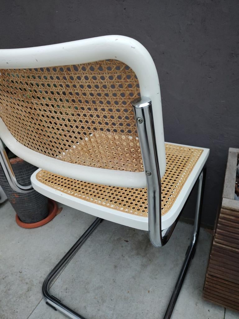 Fauteuils Cesca blanches inspirées du modèle B32 de Marcel B, Maison & Meubles, Chaises, Quatre, Bois, Métal, Osier ou Rotin, Blanc
