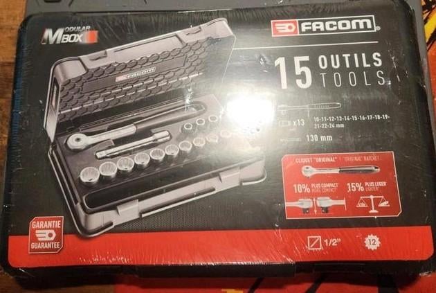 Facom doppenset 1/2" 12-hoekig metrisch 15 stukken, Ophalen, Nieuw