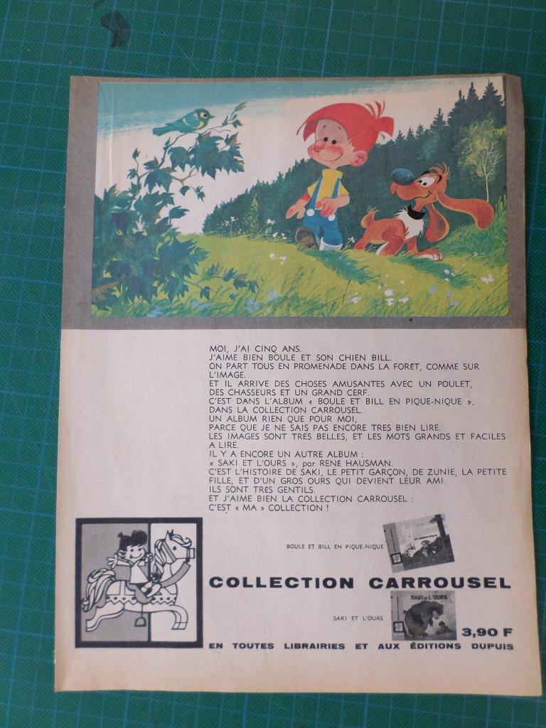 Boule et Bill - publicité papier Collection Carousel - 1966, Collections, Enlèvement ou Envoi, Autres personnages, Utilisé, Autres types