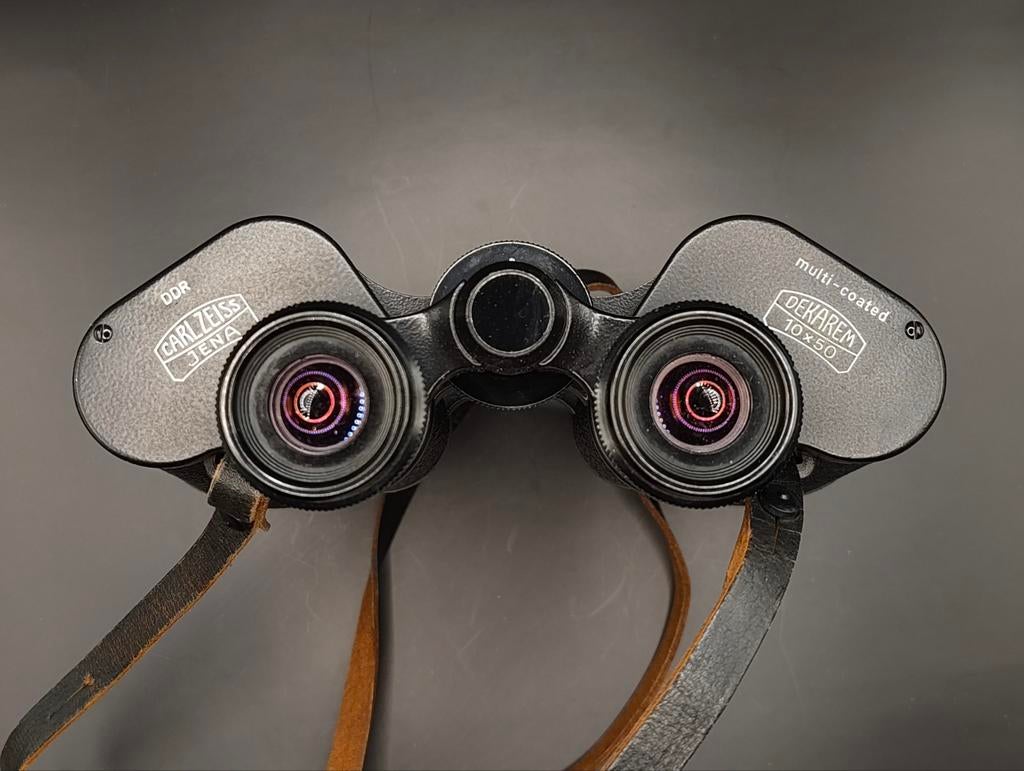 Carl Zeiss Jena Dekarem 10 x 50 verrekijker, Gebruikt, 8 tot 12x, Met hoes of tas, Porro (met knik)