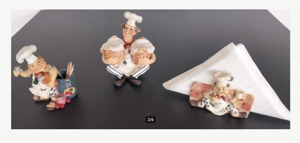 Standbeelden van 3 ITALIAANSE chef-koks, Ophalen, Zo goed als nieuw, Mens