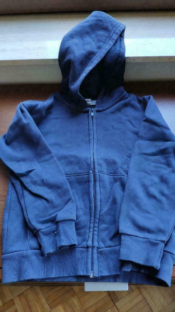 Blauwe vest hoodie hoody sweater met kap - maat 110 116, Ophalen of Verzenden, Gebruikt, Jongen of Meisje, Trui of Vest