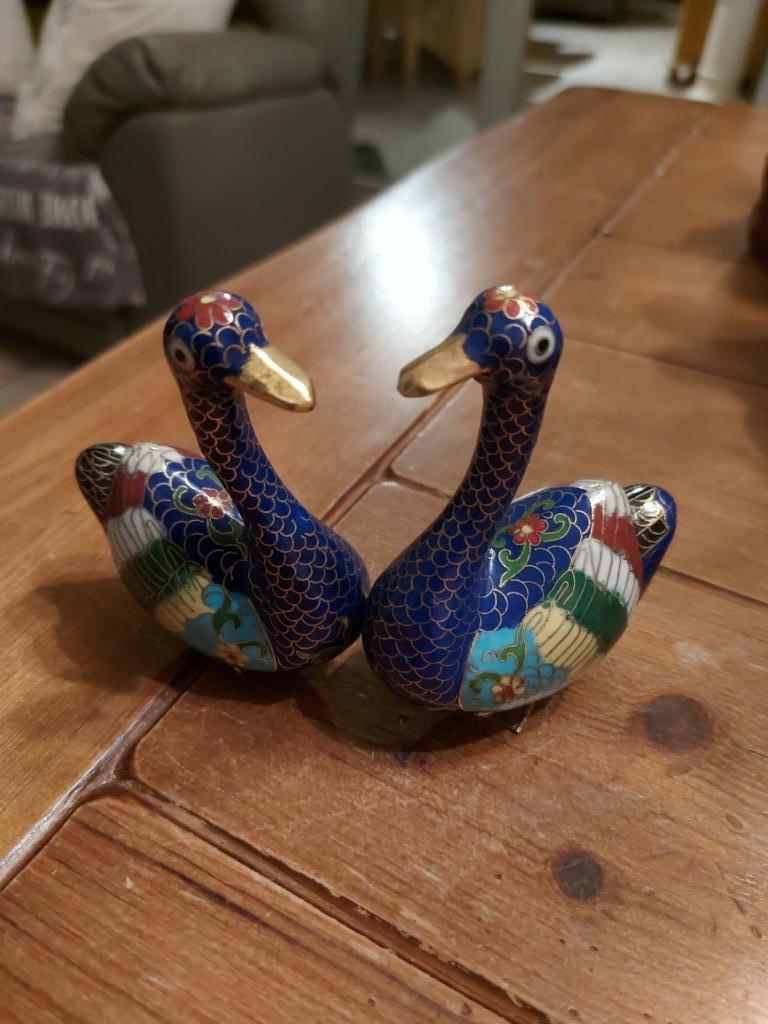 Vintage zwaantjes in cloisonné, Antiek en Kunst, Ophalen of Verzenden