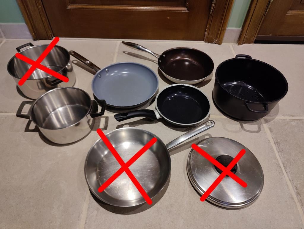 Kookpotten- en pannen AFZONDERLIJK TE KOOP, Huis en Inrichting, Ophalen, Gebruikt, Pannenset