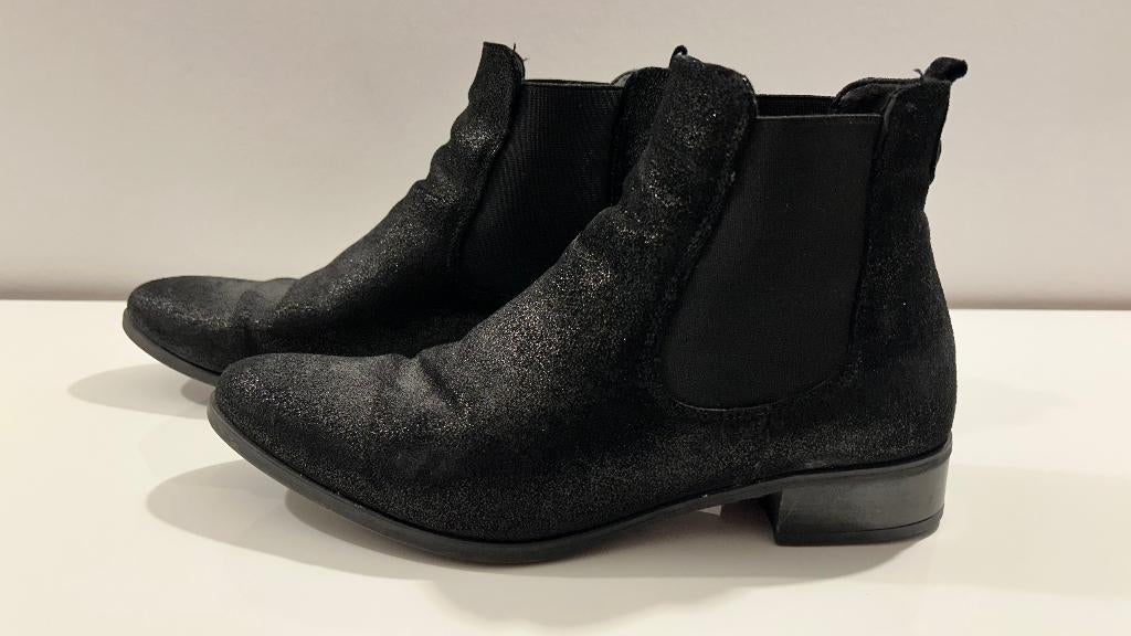 Tamaris zwarte enkellaarzen met glitters (maat 40), Tamaris, Enlèvement ou Envoi, Boots et Botinnes, Porté