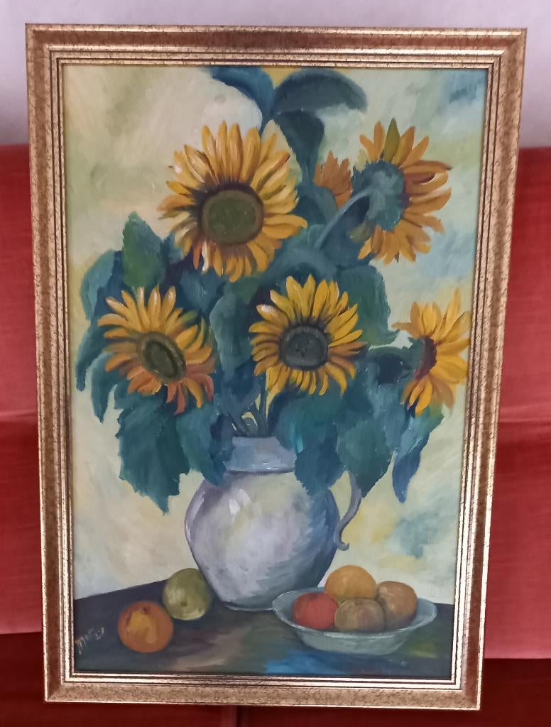 Nature morte Tournesols peinture a l'huile, Antiquités & Art, Enlèvement