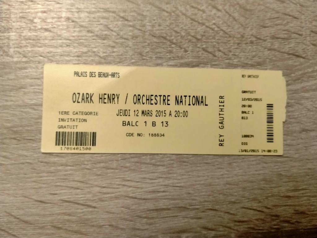 Concertticket Ozark Henry + National Orchestra @PBC 2015, Ophalen, Gebruikt
