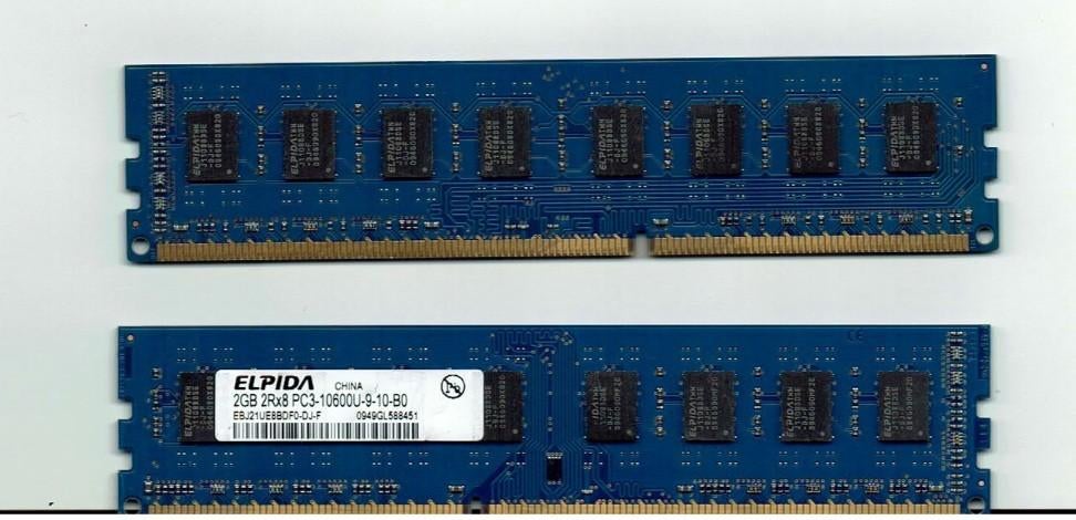 Mémoire RAM PC de Bureau 2 GB ELPIDA  EBJ21UE8BDF0-DJ-F :, Gebruikt, DDR3, Ophalen of Verzenden, Desktop