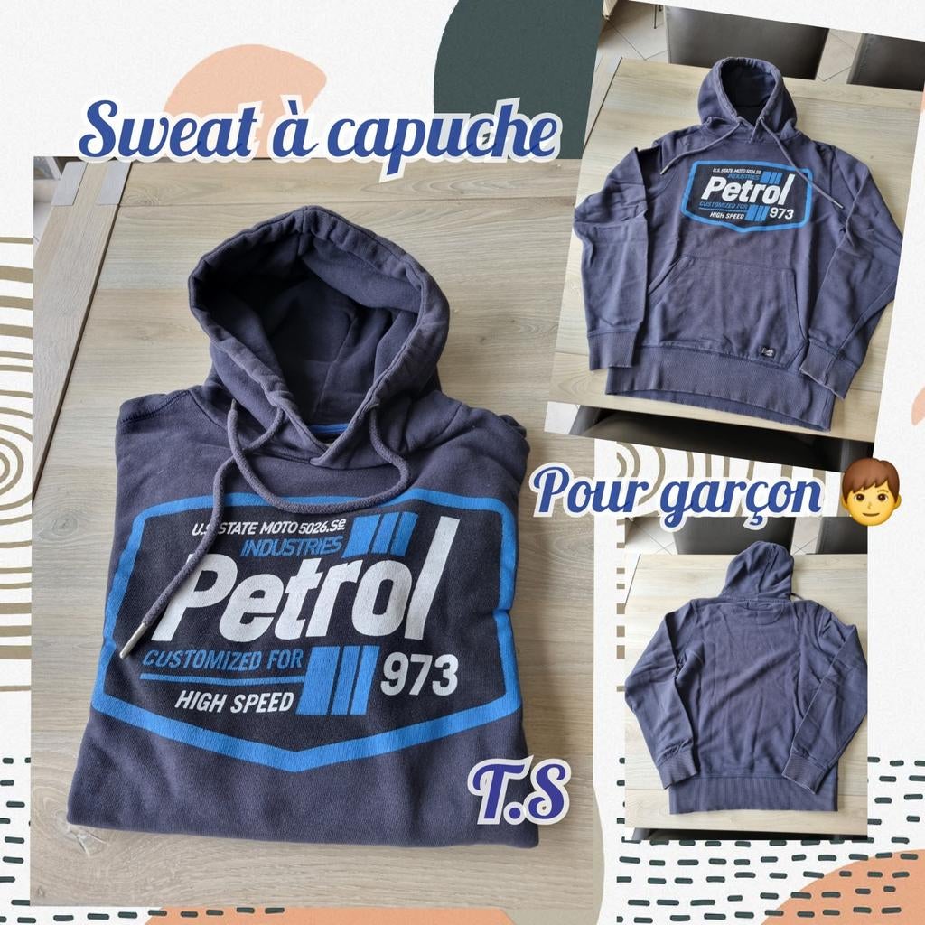 Sweat ML à capuche pour garçon -bleu-Petrol-T.S, Enlèvement ou Envoi, Utilisé